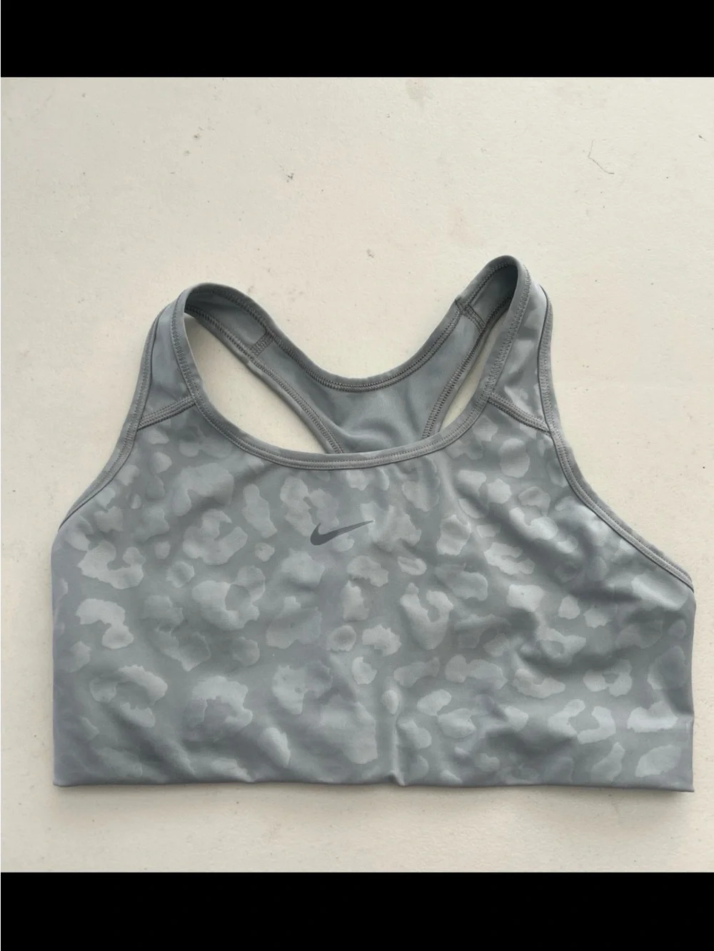 Nike Light Gray Leopard Print Racerback Sports Bra